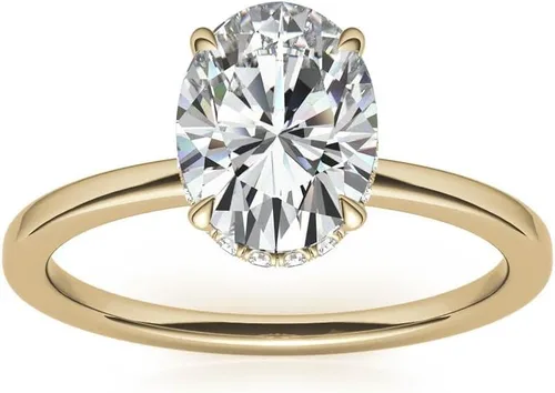 Miniatura 4 de Anillo de compromiso de 4 puntas de diamante de talla excelente ovalada con certificación IGI de 1, 2, 3 quilates, con cuello de diamante natural