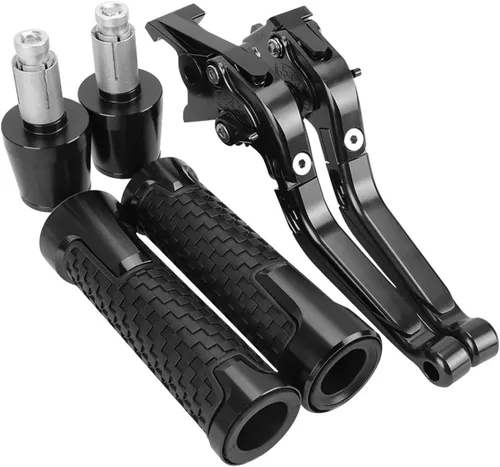 Clutch For FZ8 FZ-8 2010-2018 Motorcycle Adjustable Folding Brake Clutch Levers Handgrip Handlebar Grips Ends Accessories Brake Handle(Black Black)
