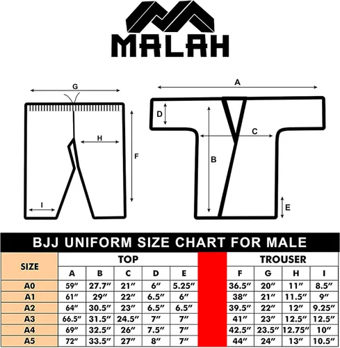 Miniatura 6 de Malah Bjj Gi Lighwieght Jiu Jitsu Gi para hombres y mujeres con cinturón gratis
