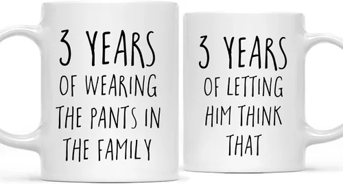 Miniatura 41 de Andaz Press Divertida taza de café de 11 onzas para parejas, regalo de broma para el primer aniversario de boda, 1 año de usar los pantalones