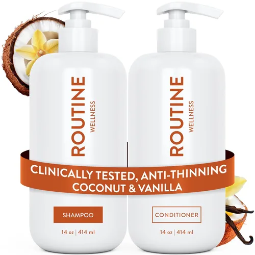 Miniatura 9 de Routine Wellness Set de champú y acondicionador antiadelgazamiento para cabello adelgazante - Biotin DHT Blocker Mujeres y Hombres - Champú seguro