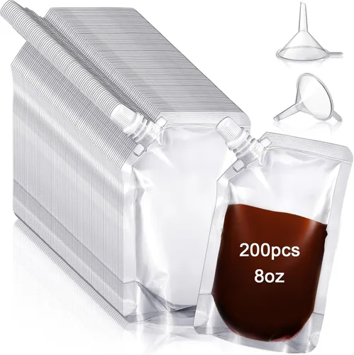 Miniatura 8 de Meanplan 200 bolsas de plástico reutilizables a granel, bolsas de plástico transparentes a prueba de fugas con embudo para fiestas, viajes