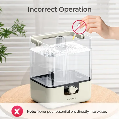 Miniatura 6 de CHIVALZ Humidificadores para dormitorio, humidificadores de niebla fría de 6 L para guardería, silenciosos de 26 dB, tiempo de funcionamiento de 50