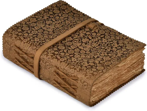 Miniatura 18 de LEATHER VILLAGE Diario floral en relieve encuadernado en cuero para mujeres y hombres, 200 páginas, 8 x 6 pulgadas (A5), aguamarina, libro