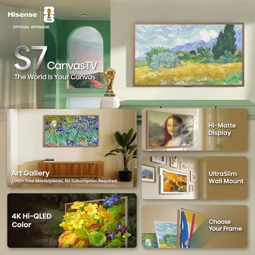 Miniatura 4 de Hisense Hi-QLED S7 CanvasTV Series 4K UHD Google Smart Art TV de 50 pulgadas (50S7SG, 2026 nuevo) - Modo artístico, panel antirreflejo, Dolby Vision