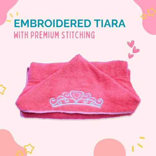 Miniatura 6 de Toalla para niñas/bebés, Princesa con capucha, de tejido suave, de 27.5 x 49 pulgadas, muy absorbente 600 GSM 100 % algodón Rosa