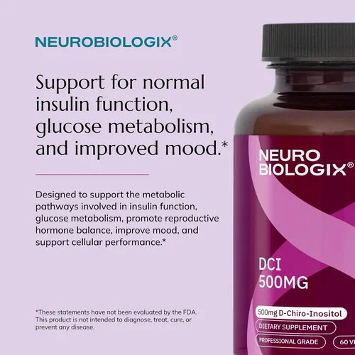 Miniatura 5 de Neurobiologix D-Chiro Inositol 500 MG, suplemento de inositol de alta potencia, equilibrio energético y hormonal para mujeres y hombres, apoya