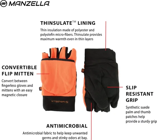 Miniatura 2 de Manzella Mens Fleece Cold Weather Convertible Hunting Glove with Thinsulate