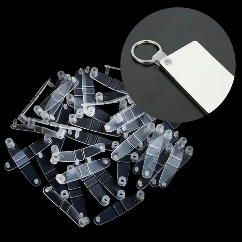 Miniatura 4 de 100 piezas de anillos de plástico para conector, pestañas planas para llavero a presión, botón de hebilla transparente para tarjetero, soporte