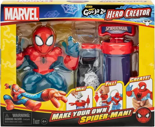 Miniatura 2 de Heroes of Goo Jit Zu Marvel Hero Creator Spider-Man con 3 rellenos únicos de Goo, mezcla, rellena y crea tu propia figura de acción elástica