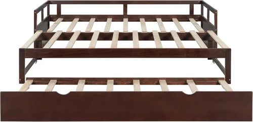 Miniatura 5 de Flieks Sofá cama espresso con cama nido, diseño individual a King, cama extensible de 78.2 pulgadas de largo x 79 pulgadas de ancho, no necesita