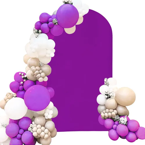 Miniatura 21 de Cubierta de Arco de Boda Ajustada de Spandex 7.2 Pies, Cubierta de Fondo de Arco Rosa, Cubiertas de Soporte de Fondo Chiara de Parte Superior