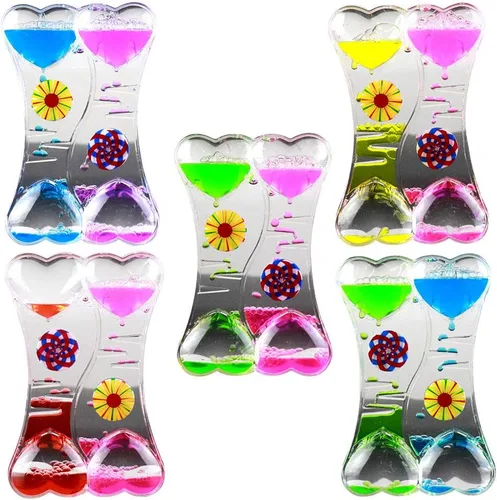 Miniatura 3 de MG554zy0 Doble Corazón Líquido Movimiento Burbuja de Goteo Aceite de Arena Reloj Temporizador Reloj de Juguete para Niños Regalo Doble Corazón
