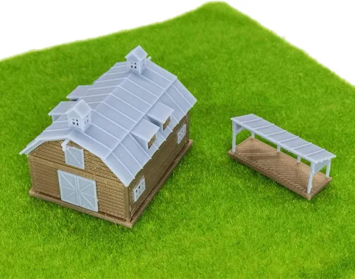 Miniatura 2 de Outland Models Paisaje de ferrocarril Granja Granero w Accesorios Escala N 1:160