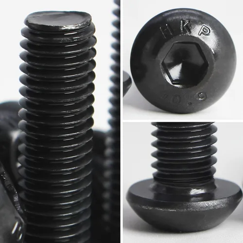 Miniatura 5 de Tornillos de cabeza de botón M4 x 45 mm, acero de aleación de grado 10.9, acabado de óxido negro, accionamiento hexagonal Allen métrico, totalmente