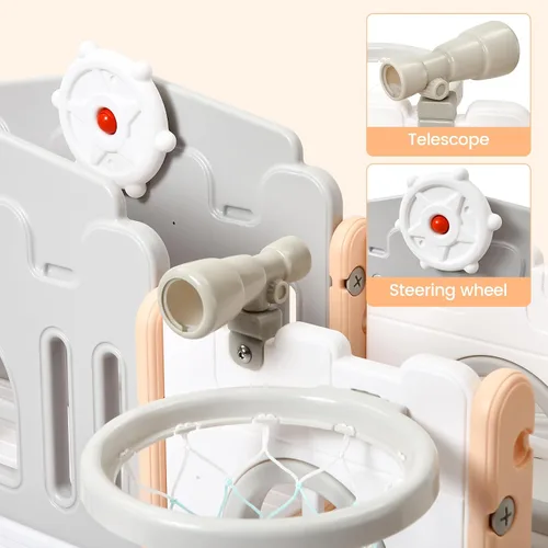 Miniatura 5 de GarveeLife Zona de juegos interior 8 en 1 para niños pequeños con tobogán: juego de tobogán para bebés de 1 a 3 años, tobogán para niños incluye aro