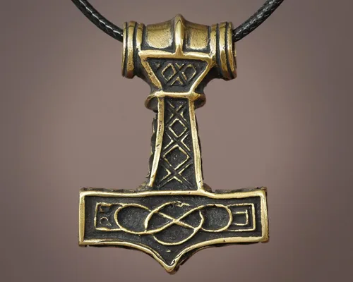 Miniatura 26 de Viking Thors Hammer Necklace Pendant - Vegvisir Aegishjalmur Helm of Awe Raven Huginn Muninn Pendant Necklace Amulet Talisman - Thor Necklace