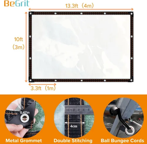 Miniatura 2 de BeGrit Clear Tarps - Lona impermeable resistente con ojales, a prueba de polvo, impermeable, resistente al viento, para invernadero, jardín, patio