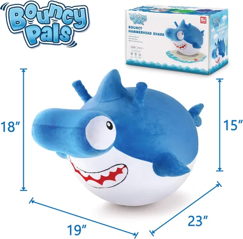Miniatura 5 de iPlay, iLearn Bolas Saltarinas de Tiburón para Niños, Bola Saltarina de Tiburón Martillo para Niños Pequeños con Asa, Juguete Saltarín para Montar