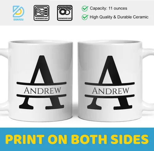 Miniatura 5 de Taza de café personalizada con monograma, letra inicial A personalizada para mujeres, hombres, niñas, niños, papás, mamás amigos, taza de café