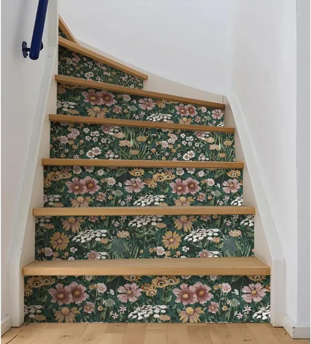 Miniatura 6 de Orainege Papel tapiz autoadhesivo para despegar y pegar, diseño floral, estilo bohemio, vintage, de 16.9 x 118.1 pulgadas, diseño de margaritas