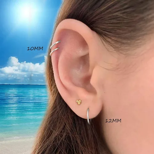 Miniatura 2 de Aretes de argollas sinfín redondas de oro blanco de 14 ct - 10-18 mm