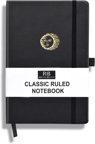 Miniatura 16 de RICCO BELLO - Cuaderno clásico con rayas universitarias, diario con forro de piel sintética para escribir, trabajo, hogar, escuela, 192 páginas a