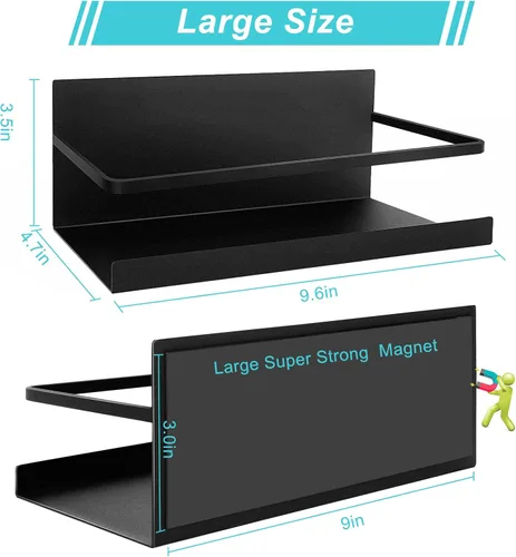 Miniatura 3 de Paquete de 2 especieros magnéticos de alta calidad para refrigerador, estante magnético fuerte para especias para sostener tarros, estante magnético