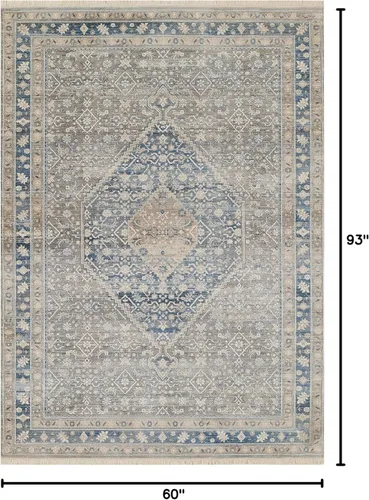 Miniatura 2 de Momeni Izmir - Alfombra tradicional de poliéster para interiores, azul, 5 pies x 7 pies 9 pulgadas