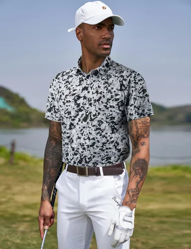 Miniatura 102 de TAPULCO Camisetas tipo polo de secado rápido para hombre, diseño de camuflaje, atléticas, ligeras, transpirables, casuales, para golf