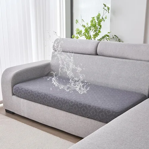 Miniatura 33 de Genina Fundas de cojín para sofá impermeables, fundas elásticas para sofá seccional, funda de cojín lavable, antideslizante, con parte inferior