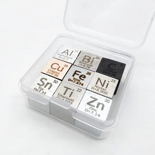 Miniatura 4 de Juego de cubos de elementos de 0.39 pulgadas de densidad, cubos de cobre, hierro, bismuto y titanio para recolección de mesas periódicas de hasta