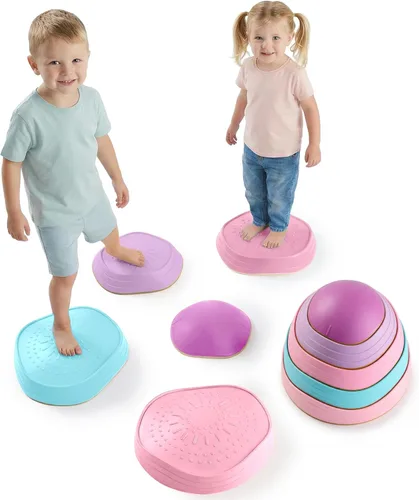 Miniatura 8 de Special Supplies Stepping Stones for Kids, 5 Balance Indoor and Outdoor Blocks Promote Coordination, Balance, Strength, Child Safe Rubber, Non-Slip