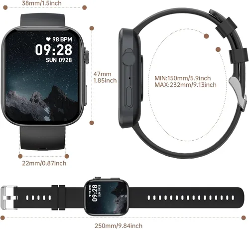 Miniatura 9 de Relojes inteligentes para hombres y mujeres, hacer/responder llamadas, pantalla HD de 2.01 pulgadas con más de 260 caras de reloj, monitor
