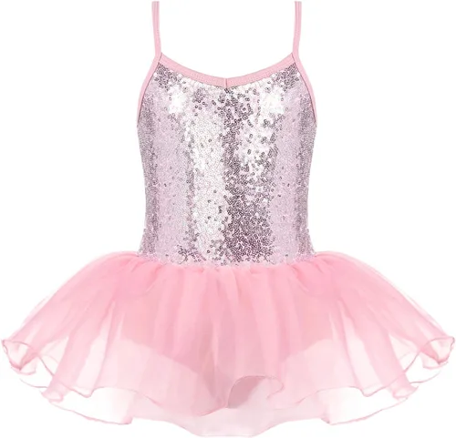 Zaclotre Leotardo de lentejuelas para niñas pequeñas, leotardos de ballet con correa brillante, vestido tutú, traje de bailarina, disfraz de baile