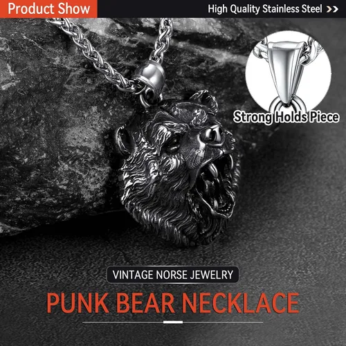 Miniatura 4 de FaithHeart Collar con colgante de pata de oso de acero inoxidable, collar escandinavo nórdico auténtico, joyería vikinga personalizada personalizada