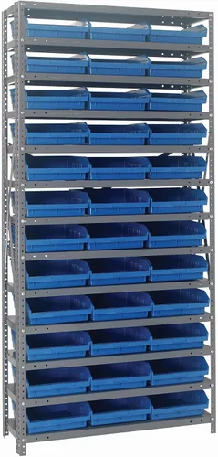 Miniatura 33 de Quantum QSBU-245BK Heavy Duty Shelving Unit with (7) Shelves and (24) QUS245 Black Bins for Garage Warehouse Storage Distribution 400 lb Load