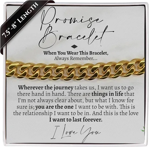 Love You This Much Pulsera cubana de promesa, regalo romántico para novio, regalo de agradecimiento para novio, bonito regalo pequeño para novio,