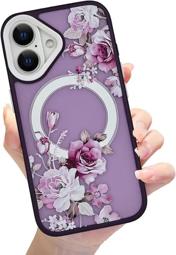 Miniatura 28 de Compatible con el teléfono 13 Pro - Funda magnética mate translúcida, de lujo, a prueba de golpes, magnética y con bonito patrón de flores, carcasa