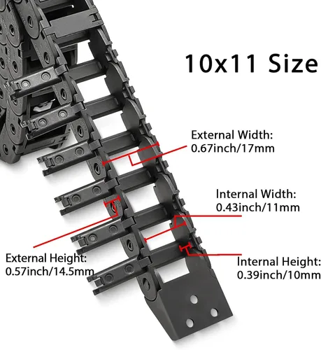 Miniatura 3 de 2 unidades de 39.4 pulgadas de cadena de arrastre tipo abierto R18 cadena de cable de alambre para fresadora CNC e impresora 3D, 2 pares adicionales