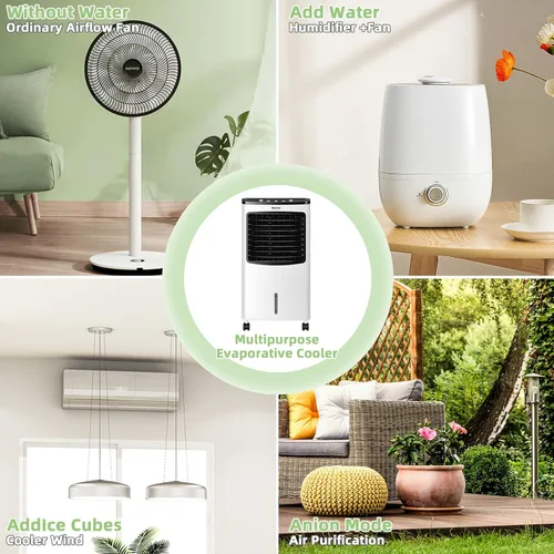 Miniatura 7 de COSTWAY Enfriador de aire evaporativo portátil para habitación, enfriador de aire para refrigeración y sueño con control remoto, temporizador de 7.5