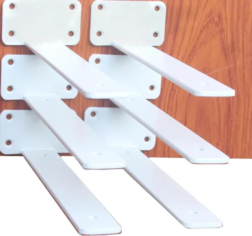 Miniatura 49 de Paquete de 2 - Soportes de estante en L ocultos negros de 4 pulgadas (1/5 pulgada de grosor) Soportes de estante flotante de hierro Soportes
