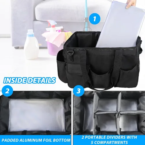 Miniatura 4 de Organizador de limpieza con asa, bolsa de limpieza, bolsa grande para casa, suministros de limpieza de automóvil, bolso de limpieza con correas