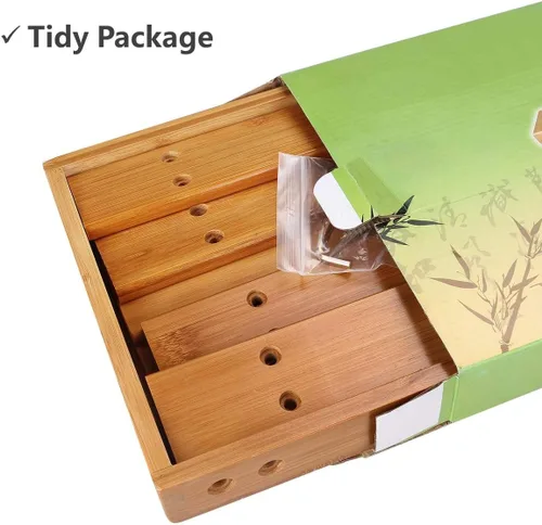 Miniatura 3 de ASelected Taburete de banco de bambú, taburete de madera de 10 pulgadas para dormitorio, cocina, vestíbulo, vestíbulo, entrada, banco pequeño