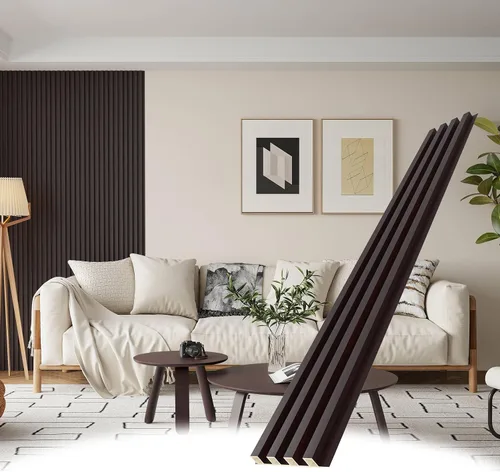 Miniatura 8 de POHARE WPC - Paneles de pared de listones, 8 unidades de 95 x 6 pulgadas, listones decorativos de madera acústica para pared y techos, paneles