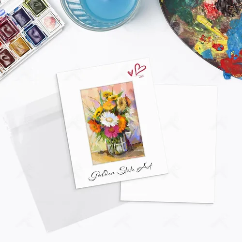 Miniatura 5 de Golden State Art, Paquete de 10 alfombrillas blancas de 8 x 10 pulgadas con núcleo blanco corte biselado para fotos de 5 x 7 + respaldo + bolsas