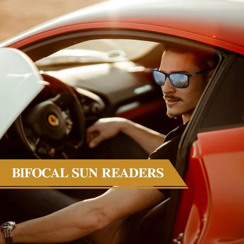 Miniatura 2 de Missfive Lentes de sol bifocales de lectura para hombre, con protección UV para lectores de sol en exteriores, lejanos y cercanos, anteojos clásicos