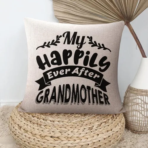 Miniatura 5 de Fundas de almohada de 16 x 16 pulgadas, decoración de granja con texto en inglés "My Happily Ever After Grandmother", fundas de cojín para el hogar