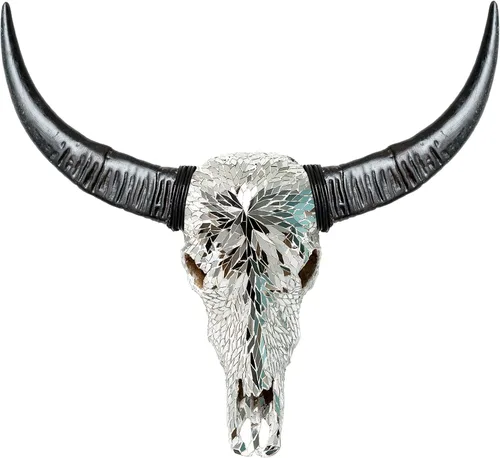 Miniatura 10 de Skull Bliss - Auténtica calavera de búfalo tallada a mano de taxidermia real/Decoración de pared única con calavera de toro real/Decoración genuina