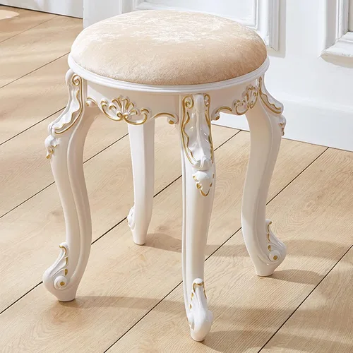 Miniatura 9 de Taburete de tocador, taburete de maquillaje, banco acolchado, asiento de piano en dormitorio, baño, pata de acero de plástico ABS, 16.9 in